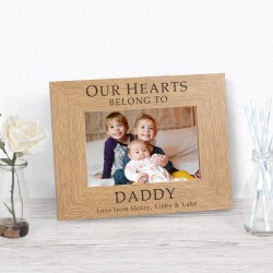 Personalised Our Hearts Belong to DADDY Wood Photo Frame 6 x 4