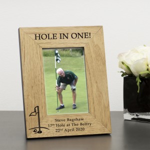 Personalised Hole In One Golf Photo Frame – Engraved Wooden Gift for Golfers Personalised Hole In One Golf Photo Frame – Engraved Wooden Gift for Golfers