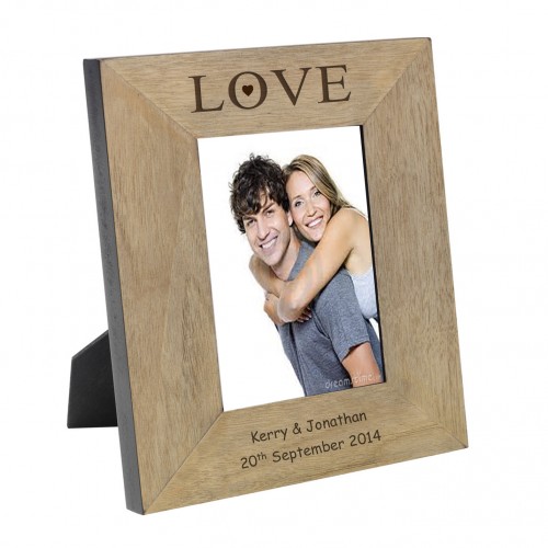 Love Wood Frame 6x4 Personalised Photo Frame