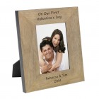 On Our First Valentines Day Wood Frame 6x4 Personalised Photo Frame