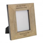 On Our First Valentines Day Wood Frame 6x4 Personalised Photo Frame