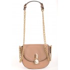 Mocha Faux Leather Bag with Lock Detail