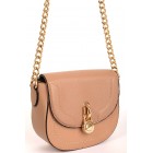 Mocha Faux Leather Bag with Lock Detail