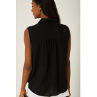 Knot Front Sheer Top in Black
