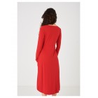 Wrap Front Slinky Dress in Red