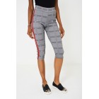 Dog Tooth Check Side Stripe Cropped Leggings