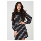 Black Chiffon Dress in Stripes
