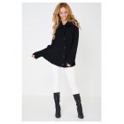 Black Chunky Cable Knit Poncho