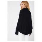 Black Chunky Cable Knit Poncho