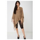 Brown Poncho with Metallic Insert