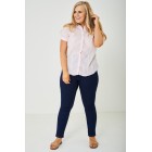 Plus Size Striped Button Up Shirt In Pink