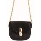 Black Faux Leather Bag with Lock Detail
