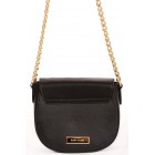 Black Faux Leather Bag with Lock Detail