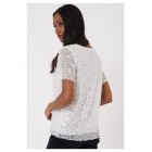 Sequin Embellished Lace Top in White