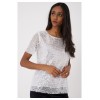 Sequin Embellished Lace Top in White
