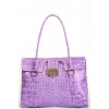 Purple Croc Patent Leather Flap Bag