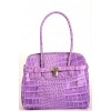 Crocodile Pattern Leather Handbag in Purple