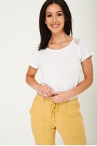White Plain Top with Lace Detail
