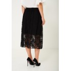 Lace Midi Skirt in Black