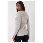 Fluffy Grey  Jumper with Embroidery Detail