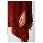 Red Crochet Knit Poncho