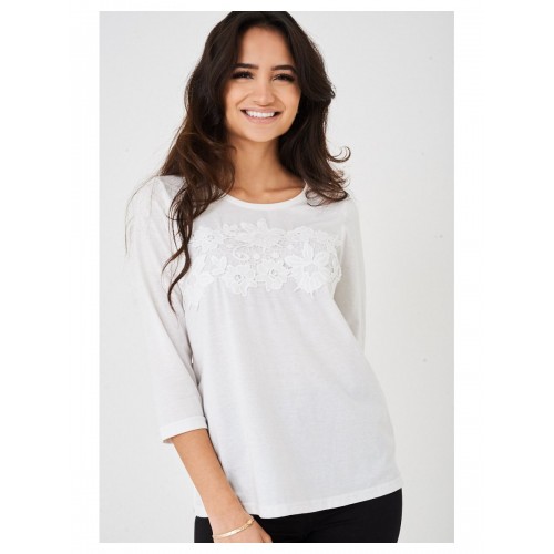 Ladies Pretty Lace Front White Top