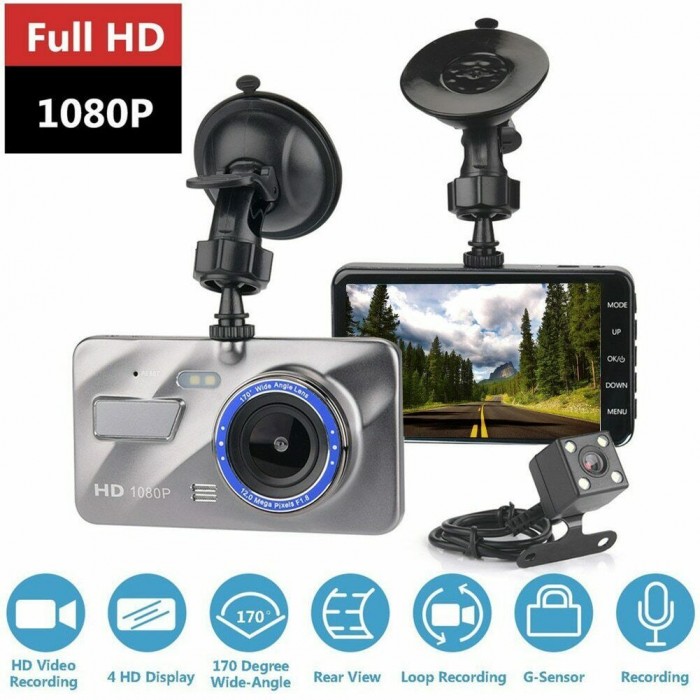 HD1080P Dual Lens Car Van Dash Cam DVR Recorder 4" LCD With Rear Video Camera UK 