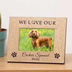 I Love My / We Love Our Dog Wood Picture Frame 6 x 4