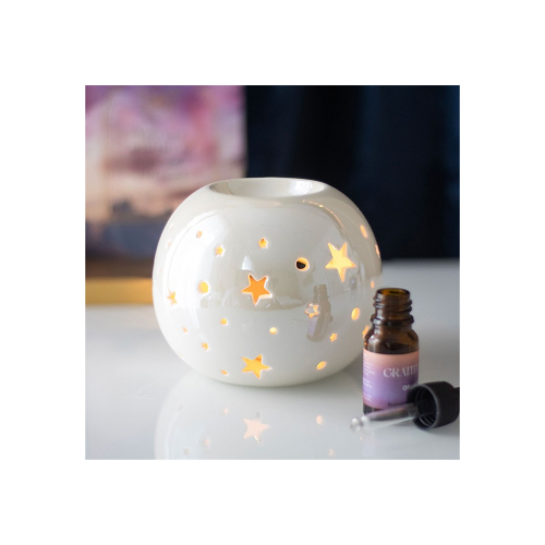 White Iridescent Star Oil Burner and Wax Warmer White Iridescent Star Oil Burner and Wax Warmer