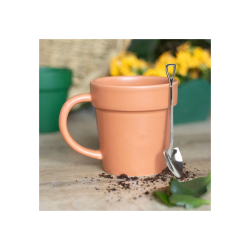 Plain Plant Pot Ceramic Mug and Shovel Spoon Plain Plant Pot Ceramic Mug and Shovel Spoon