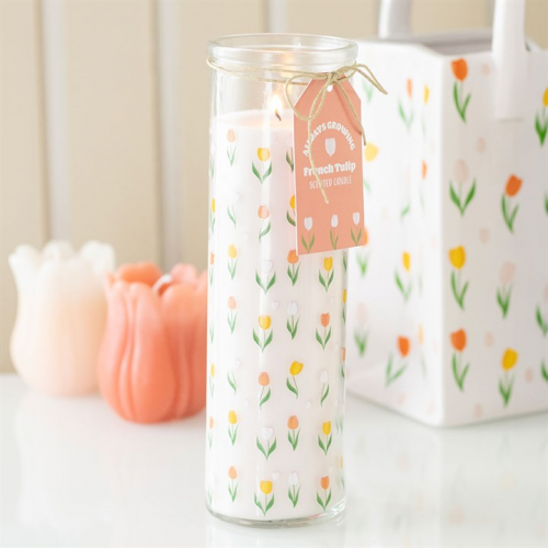 Tulip Print French Tulip Tube Candle Tulip Print French Tulip Tube Candle