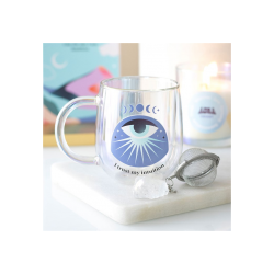 Intuition Double Walled Glass Mug with Aura Crystal Tea Infuser Intuition Double Walled Glass Mug with Aura Crystal Tea Infuser