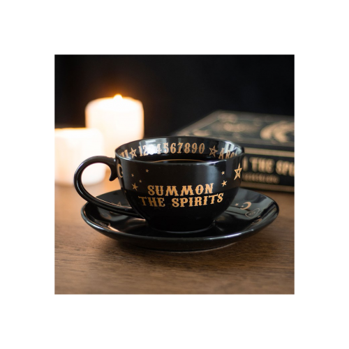Black Talking Board Teacup and Saucer Black Talking Board Teacup and Saucer