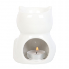 Shiny White Cat Oil Burner