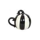 Black and White Striped Pumpkin Lidded Mug