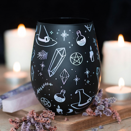 Crystal Witch Print Stemless Glass 