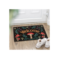 Black Mushroom Welcome Doormat Black Mushroom Welcome Doormat