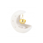 White Crescent Moon Oil Burner with Gold Dish White Crescent Moon Oil Burner with Gold Dish
