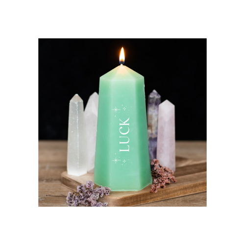 Luck Crystal Candle with Rough Green Aventurine Luck Crystal Candle with Rough Green Aventurine