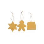 Set of 3 Hanging Gingerbread Decorations 