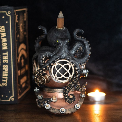Kraken on Diver's Helmet Backflow Incense Burner Kraken on Diver's Helmet Backflow Incense Burner