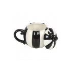 Black and White Striped Pumpkin Lidded Mug