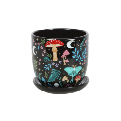 Dark Forest Print Ceramic Plant Pot with Saucer Dark Forest Print Ceramic Plant Pot with Saucer