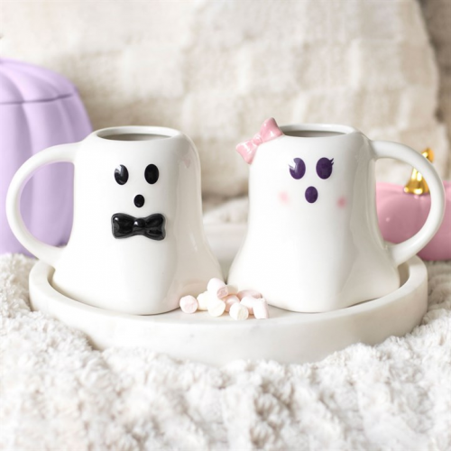 Mr and Mrs Boo Ghost Shaped Mug Set Mr and Mrs Boo Ghost Shaped Mug Set