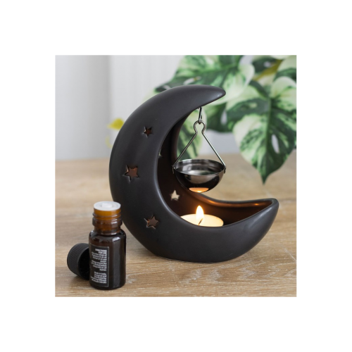 Black Crescent Moon Hanging Oil Burner Black Crescent Moon Hanging Oil Burner