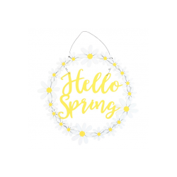 Hello Spring Hanging Daisy Wreath Decoration Hello Spring Hanging Daisy Wreath Decoration