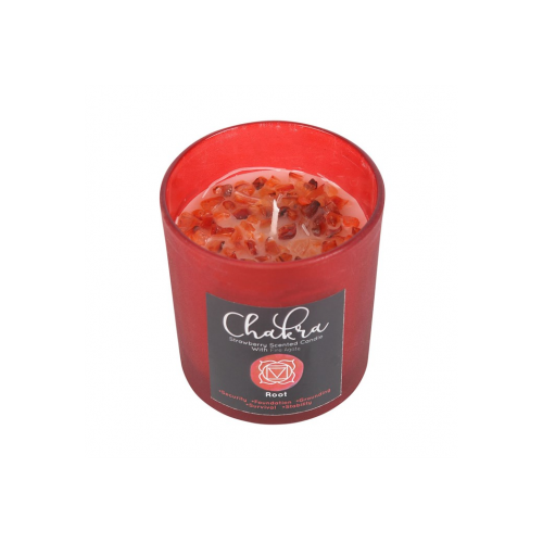Root Chakra Strawberry Crystal Chip Candle Root Chakra Strawberry Crystal Chip Candle