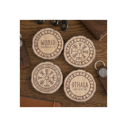 Set of 4 Norse Mythology Wood Slice Coasters Set of 4 Norse Mythology Wood Slice Coasters