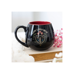 Love Lives Here Folk Heart Rounded Mug Love Lives Here Folk Heart Rounded Mug