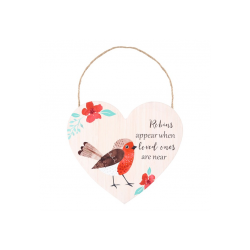 Loved Ones Winter Robin Hanging Heart Sign Loved Ones Winter Robin Hanging Heart Sign